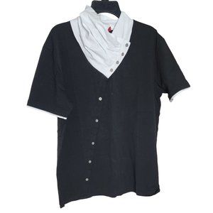 Vassari Los Angeles 2XL High White Button Design Black White Short Sleeve Shirt